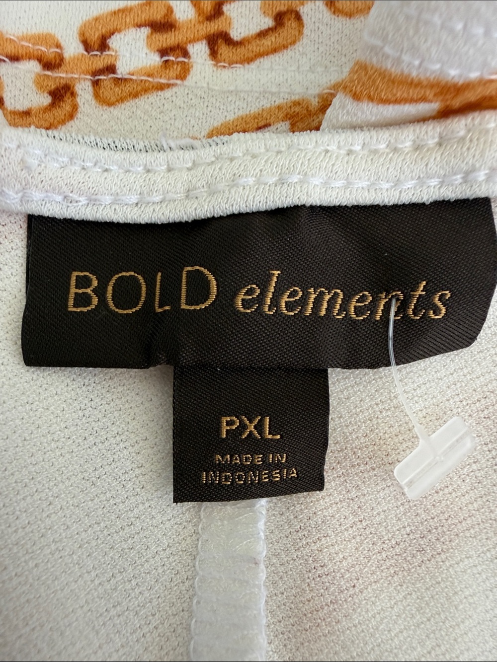 BOLD elements White Long-Sleeve Twist Front Top with Gold Chain Print - Picture 2 of 5